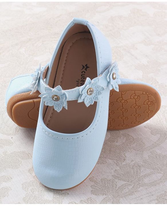 Cute Walk by Babyhug Velcro Closure Ballerinas With Floral Applique - Fuchsia