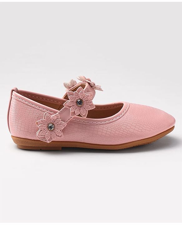 Cute Walk by Babyhug Velcro Closure Ballerinas With Floral Applique - Fuchsia