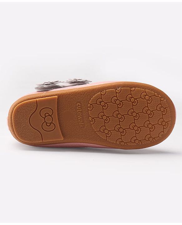 Cute Walk by Babyhug Velcro Closure Ballerinas With Floral Applique - Fuchsia