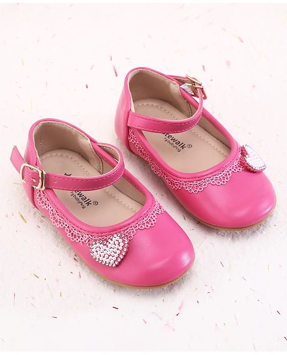 Cute Walk by Babyhug Buckle Closure Ballerinas With Pearl Detailing - Pink