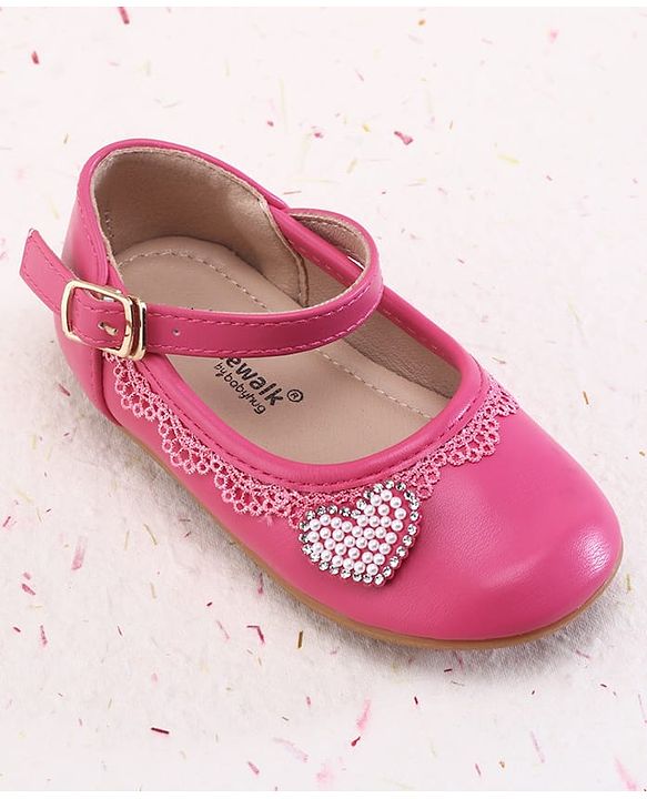 Cute Walk by Babyhug Buckle Closure Ballerinas With Pearl Detailing - Pink
