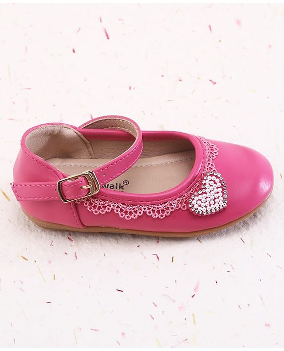 Cute Walk by Babyhug Buckle Closure Ballerinas With Pearl Detailing - Pink