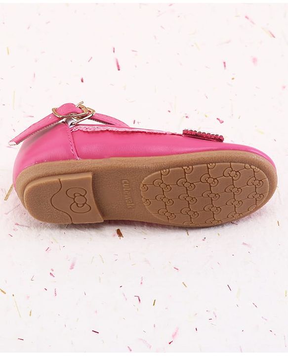 Cute Walk by Babyhug Buckle Closure Ballerinas With Pearl Detailing - Pink