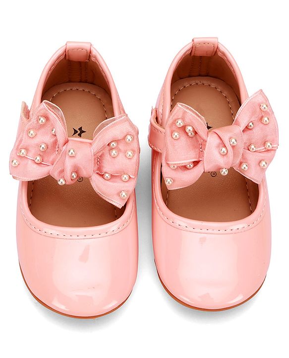Cute Walk by Babyhug Velcro Closure Ballerina With Bow Applique - Pink