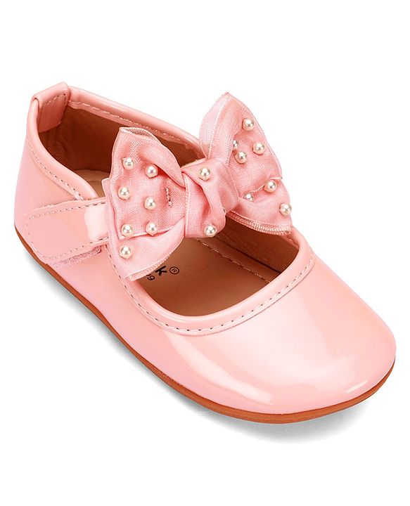 Cute Walk by Babyhug Velcro Closure Ballerina With Bow Applique - Pink