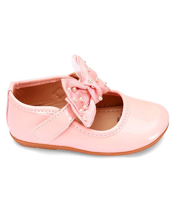 Cute Walk by Babyhug Velcro Closure Ballerina With Bow Applique - Pink