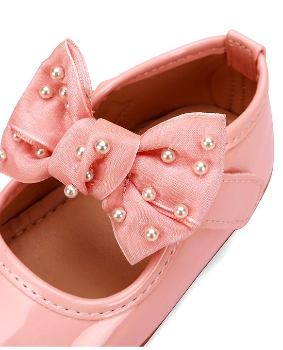Cute Walk by Babyhug Velcro Closure Ballerina With Bow Applique - Pink