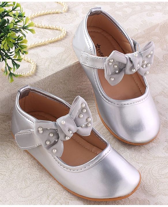 Cute Walk by Babyhug Velcro Closure Ballerina With Bow Applique - Pink