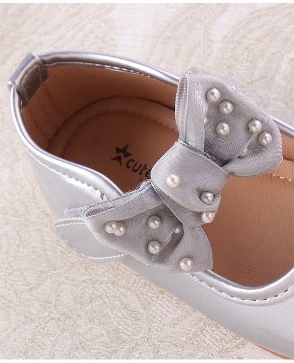 Cute Walk by Babyhug Velcro Closure Ballerina With Bow Applique - Pink