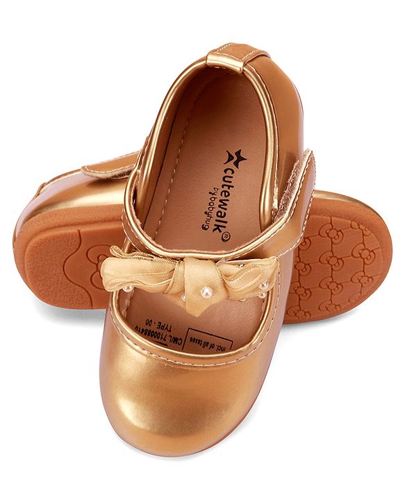 Cute Walk by Babyhug Velcro Closure Ballerina With Bow Applique - Pink