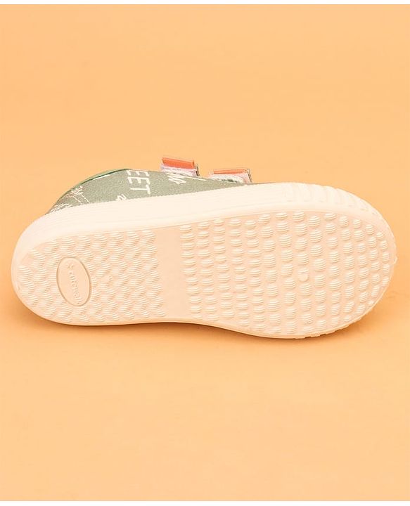 Cute Walk by Babyhug Velcro Closure Abstract Printed Casual Shoes - White & Lime Green