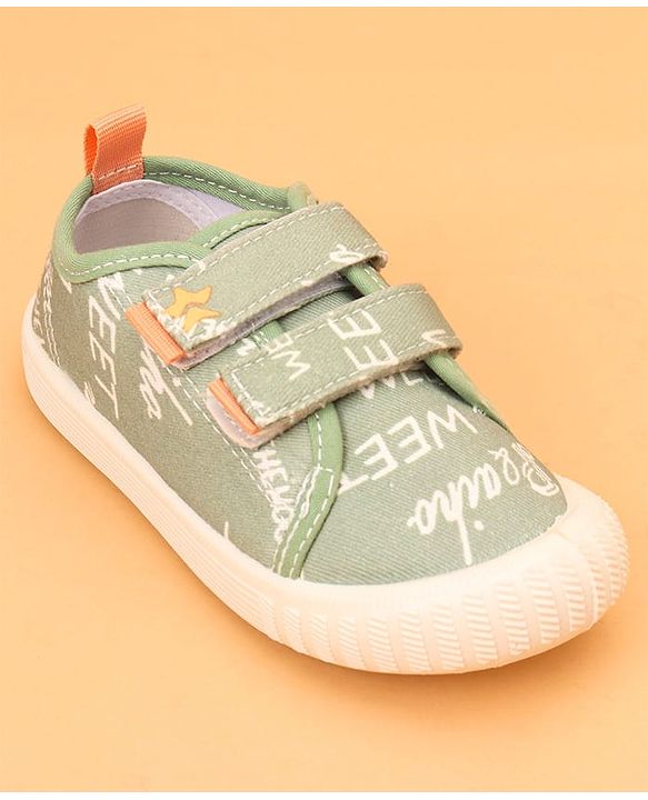 Cute Walk by Babyhug Velcro Closure Abstract Printed Casual Shoes - White & Lime Green