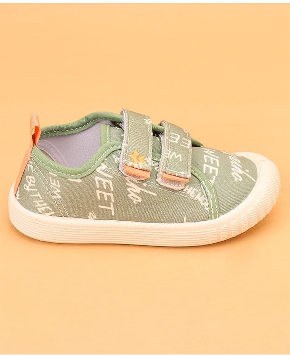Cute Walk by Babyhug Velcro Closure Abstract Printed Casual Shoes - White & Lime Green