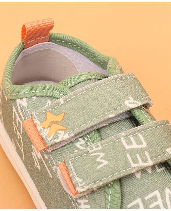 Cute Walk by Babyhug Velcro Closure Abstract Printed Casual Shoes - White & Lime Green