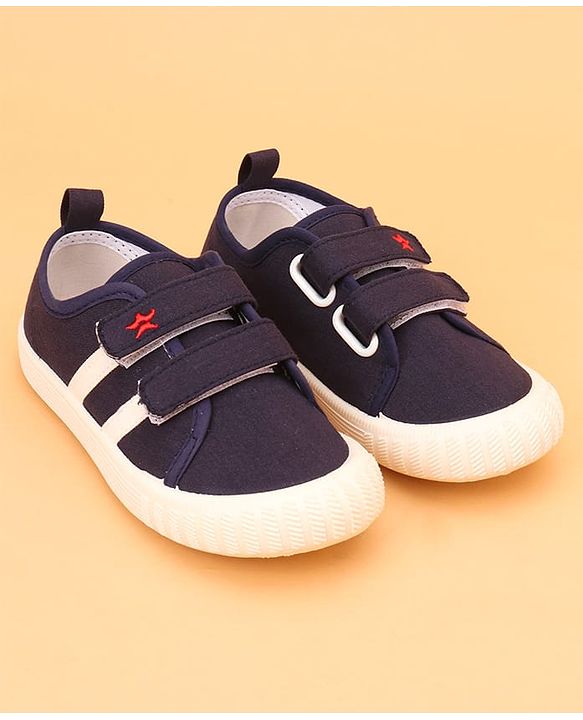 Cute Walk By Babyhug Casual Shoes with Velcro Closure Canvas & Tape Detailing - Navy Blue