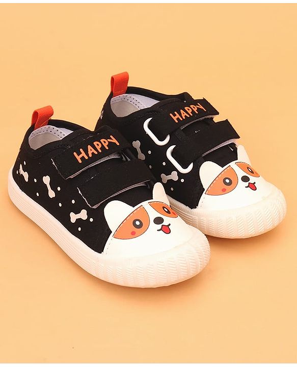 Cute Walk by Babyhug Velcro Closure Puppy Printed Casual Shoes - Black