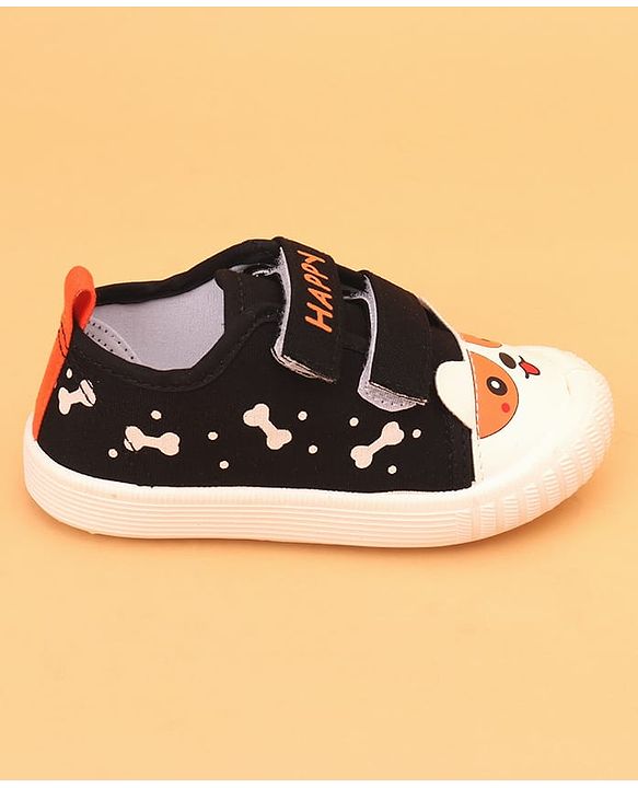 Cute Walk by Babyhug Velcro Closure Puppy Printed Casual Shoes - Black