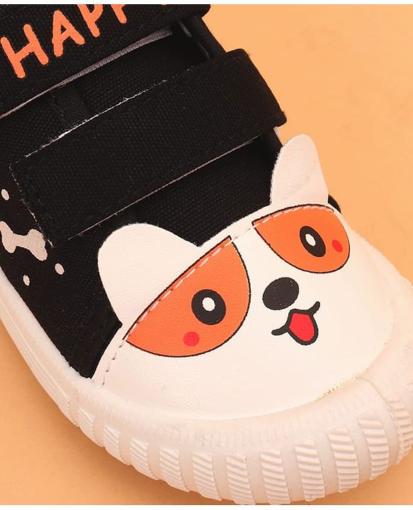 Cute Walk by Babyhug Velcro Closure Puppy Printed Casual Shoes - Black