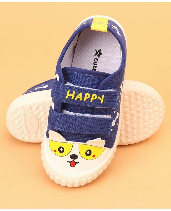 Cute Walk by Babyhug Velcro Closure Puppy Printed Casual Shoes - Black