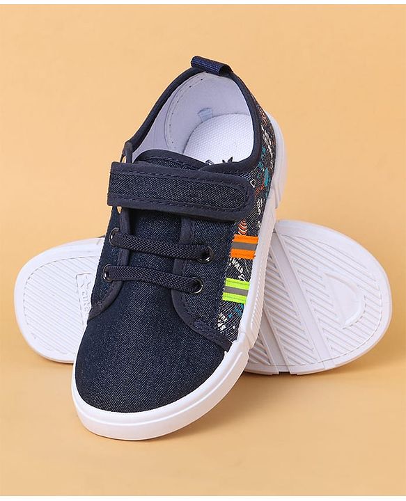 Cute Walk By Babyhug Casual Shoes with Velcro Closure Canvas & Tape Detailing - Navy Blue