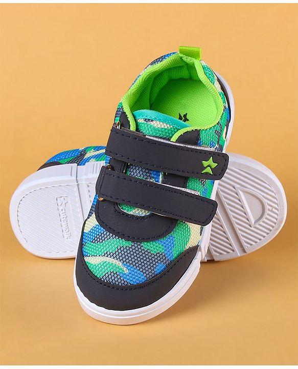 Cute Walk by Babyhug Casual Shoes With Velcro Closure & Camouflage Design - Navy Blue