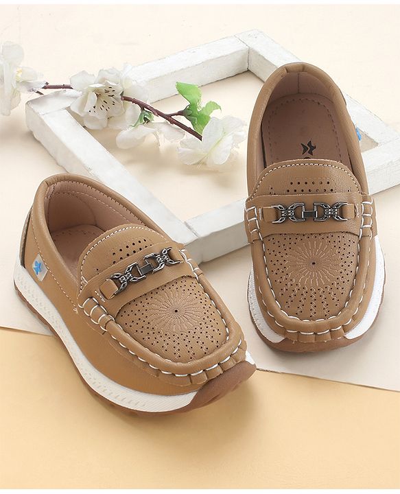 Cute Walk by Babyhug Slip On Solid Coloured Loafers - Tan