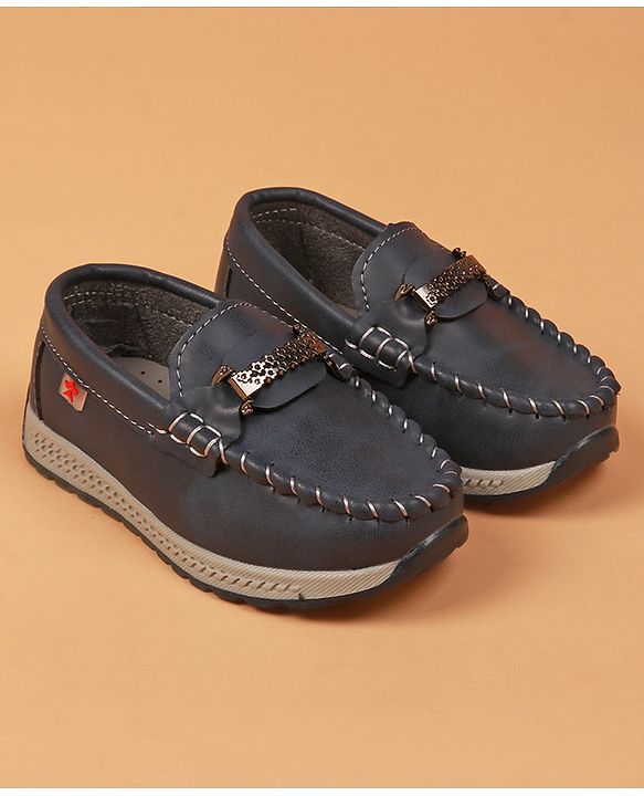 Cute Walk By Babyhug Slip On Loafers With Stitch Detailing - Navy Blue