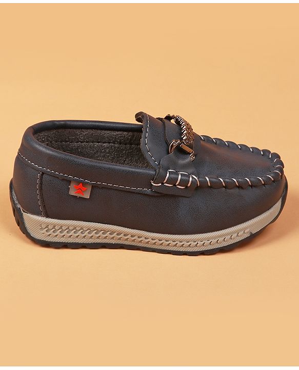 Cute Walk By Babyhug Slip On Loafers With Stitch Detailing - Navy Blue