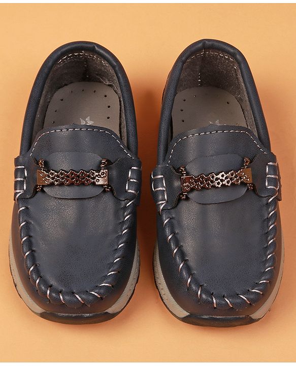 Cute Walk By Babyhug Slip On Loafers With Stitch Detailing - Navy Blue