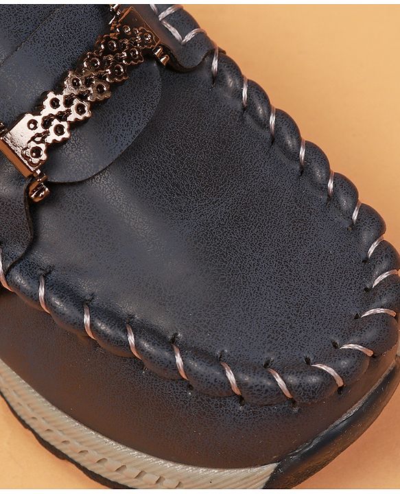 Cute Walk By Babyhug Slip On Loafers With Stitch Detailing - Navy Blue