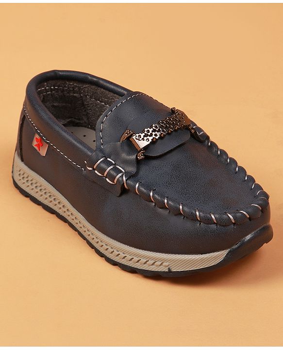 Cute Walk By Babyhug Slip On Loafers With Stitch Detailing - Navy Blue