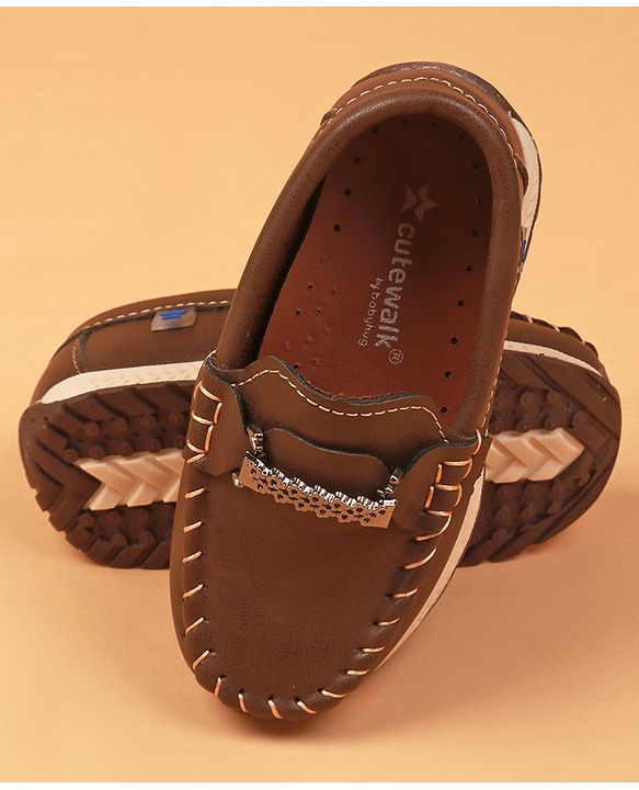 Cute Walk By Babyhug Slip On Loafers With Stitch Detailing - Navy Blue