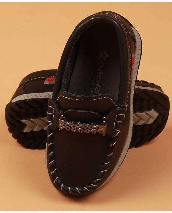 Cute Walk By Babyhug Slip On Loafers With Stitch Detailing - Navy Blue