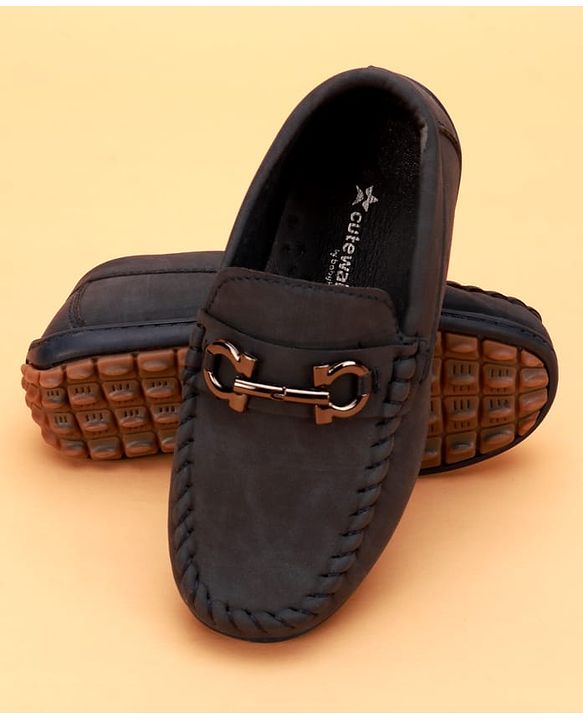 Cute Walk by Babyhug Slip On Solid Coloured Loafers With Applique - Navy Blue