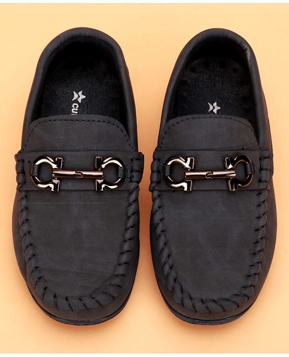 Cute Walk by Babyhug Slip On Solid Coloured Loafers With Applique - Navy Blue