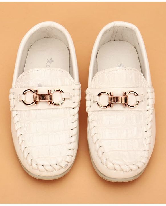 Cute Walk by Babyhug Slip On Solid Loafers with Applique Detailing - White