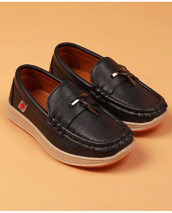 Cute Walk by Babyhug Slip On Solid Coloured Loafers With Applique - Navy Blue