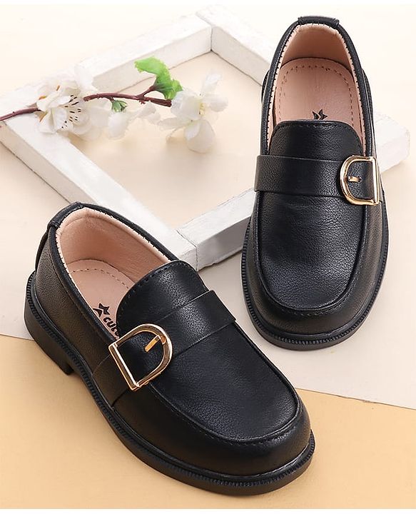 Cute Walk by Babyhug Slip On Solid Coloured Loafers - Black