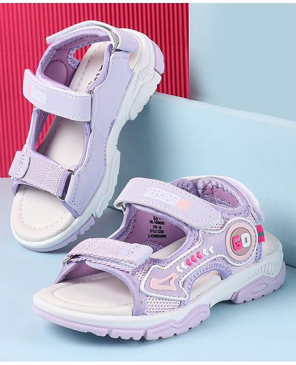 Cute Walk by Babyhug Velcro Closure Sandals with Text Print - Purple