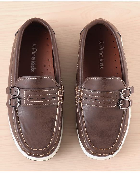 Pine Kids Slip On Formal Loafer Shoes - Brown