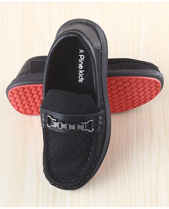 Pine Kids Slip On Loafers With Applique - Black