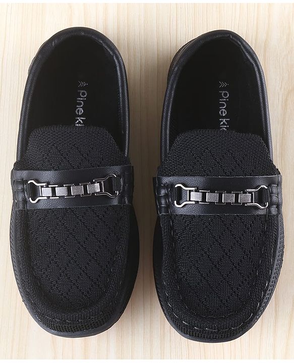 Pine Kids Slip On Loafers With Applique - Black