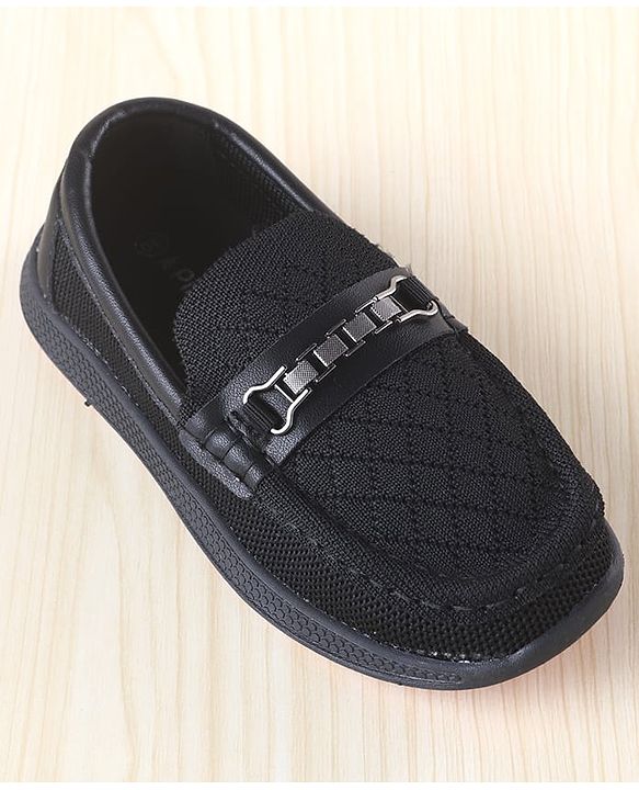 Pine Kids Slip On Loafers With Applique - Black