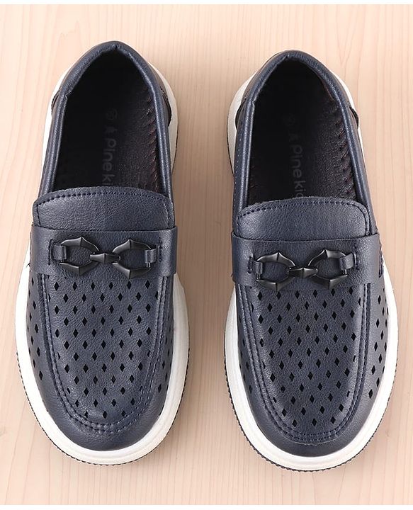 Pine Kids Slip On Solid Coloured Loafers - Navy Blue