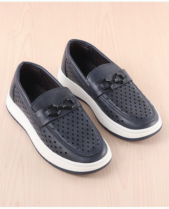 Pine Kids Slip On Solid Coloured Loafers - Navy Blue