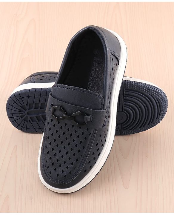 Pine Kids Slip On Solid Coloured Loafers - Navy Blue