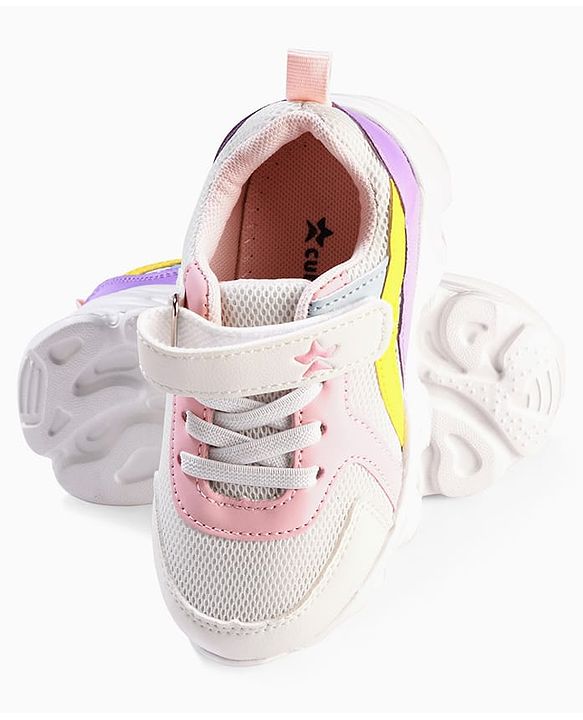Cute Walk by Babyhug Velcro Closure Colour Block Casual Shoes With Lace Detailing - Pink