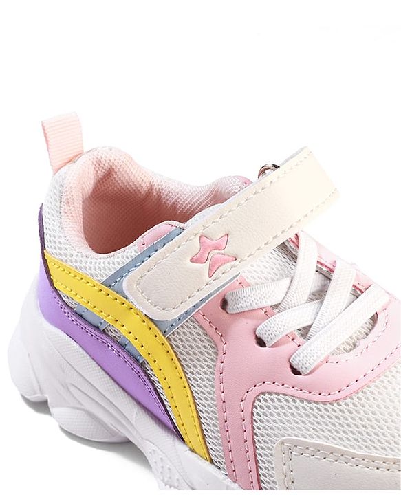 Cute Walk by Babyhug Velcro Closure Colour Block Casual Shoes With Lace Detailing - Pink