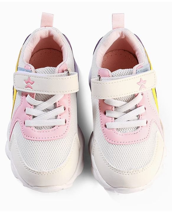 Cute Walk by Babyhug Velcro Closure Colour Block Casual Shoes With Lace Detailing - Pink