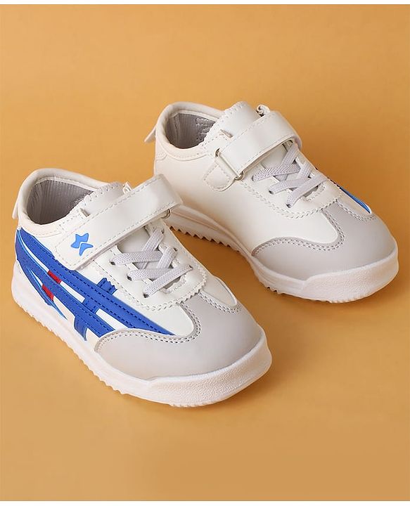 Cute Walk by Babyhug Velcro Closure Sneakers with Stripes - White